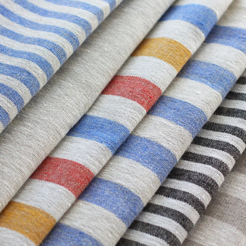 ざっくりした風合いが魅力のリネンの布/生地 /フレンチストライプ /麻