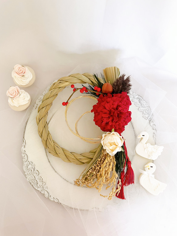 お正月飾り2024年しめ縄しめ縄飾りタッセルイエロー