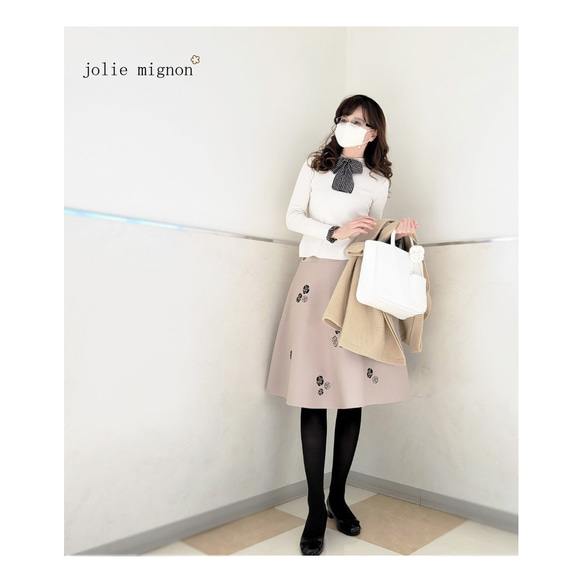 完売致しました！】ドットリボン付き 長袖ストレッチプルオーバー 