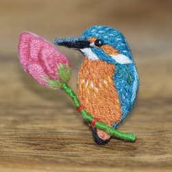 刺繍キット】色を選べる文鳥とミモザの額装／初心者さん用解説本