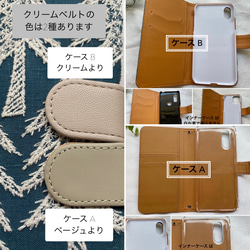 32-1 iPhone他、全機種対応 手帳型ケース ミナペルホネン jungle relief ネイビー　ꕤ受注制作ꕤ 14枚目の画像