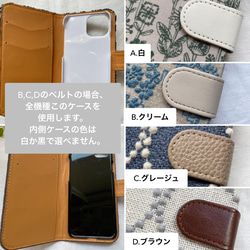 32-1 iPhone他、全機種対応 手帳型ケース ミナペルホネン jungle relief ネイビー　ꕤ受注制作ꕤ 12枚目の画像