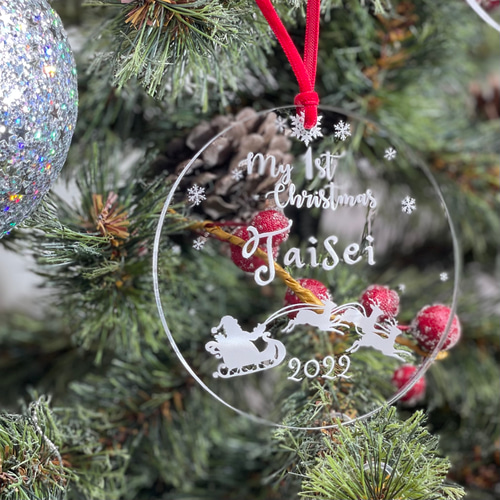 5ミリ厚☆クリスマスオーナメント 名入れ サンタ トナカイ おうち