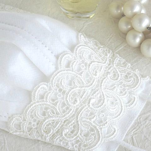 ホワイトウェーブ 高級エンブロイダリーレース ＆ リネン 不織布マスク