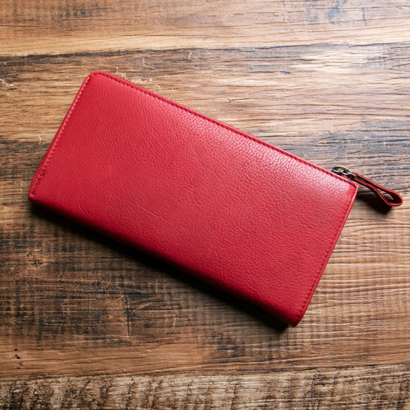 【限量庫存清倉特賣】全皮長款錢包，L型拉鍊，紅色，Outlet_HAW009-MO 第1張的照片