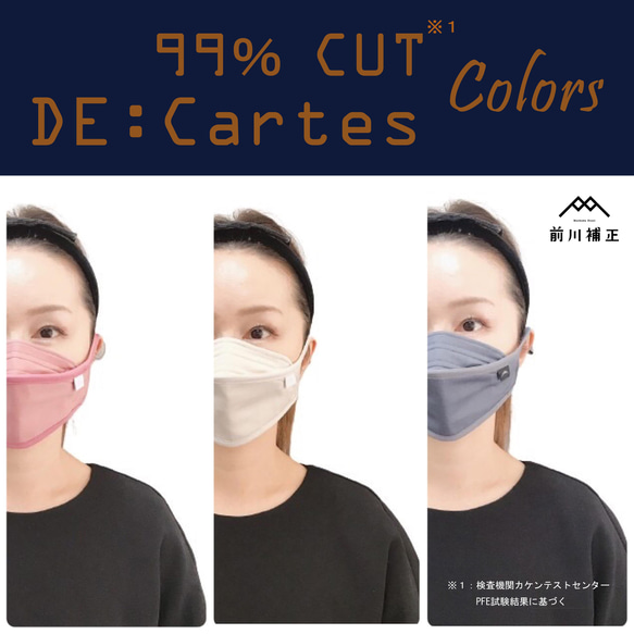 絶対空間∞DE:Cartes Colors（カラーズ）微粒子99％フィルター内蔵ダイヤモンド布マスク 1枚目の画像