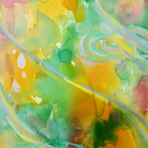 透明水彩画原画一点物〜自由にどこまでも まっすぐな道は一点透視 【透明水彩風景画 滋賀県・近江八幡 ／ 絵画