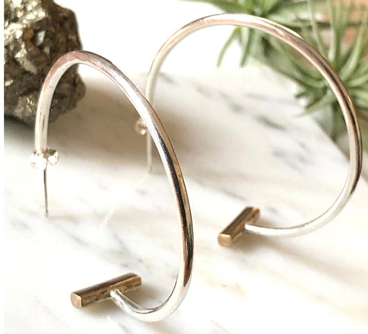 【受注制作】SV925 バイカラークロスフープ　シルバー