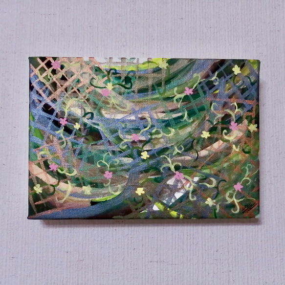 荷を花に変えて　　絵画原画 歩けない 』 原画 絵画 抽象画 メタリック 綺麗 花 絵画 りの