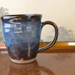 【再入荷！】マグカップ(コスモブルー)　大きめ　＊コーヒーカップ　★萩焼き 3枚目の画像