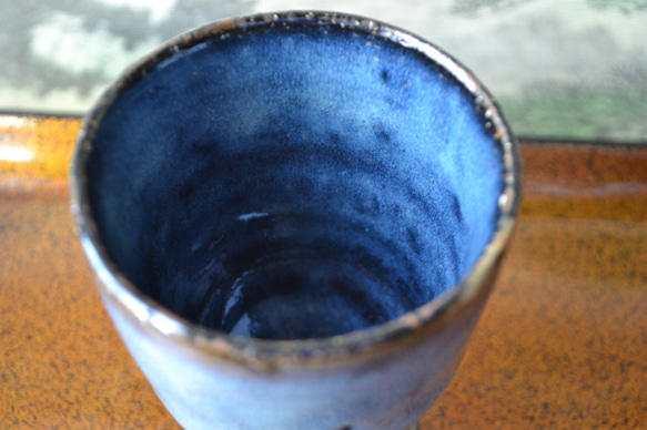 【酒器】コブレット（小）(コスモブルー)　ビアカップ　ワインカップ　萩焼き 9枚目の画像