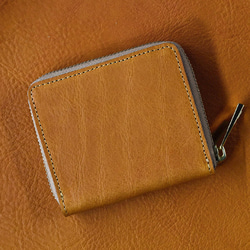 ※栃木レザー ラウンドファスナー ミニ財布 二つ折り財布 本革 コンパクト財布 ボックス型 ブラック JAW007 14枚目の画像