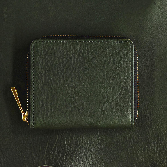 ※栃木レザー ラウンドファスナー ミニ財布 二つ折り財布 本革 コンパクト財布 ボックス型 ボルドー JAW007 18枚目の画像