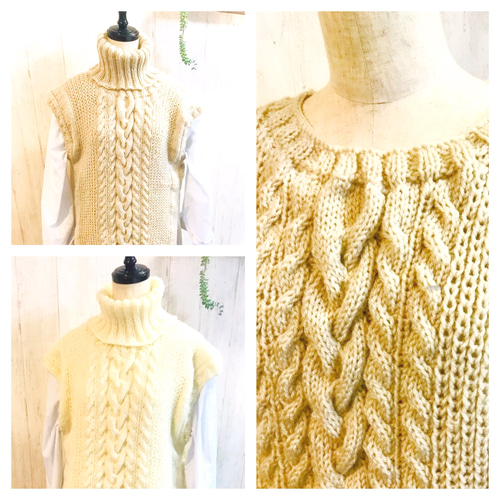 ベストケーブル編み ニット手編み