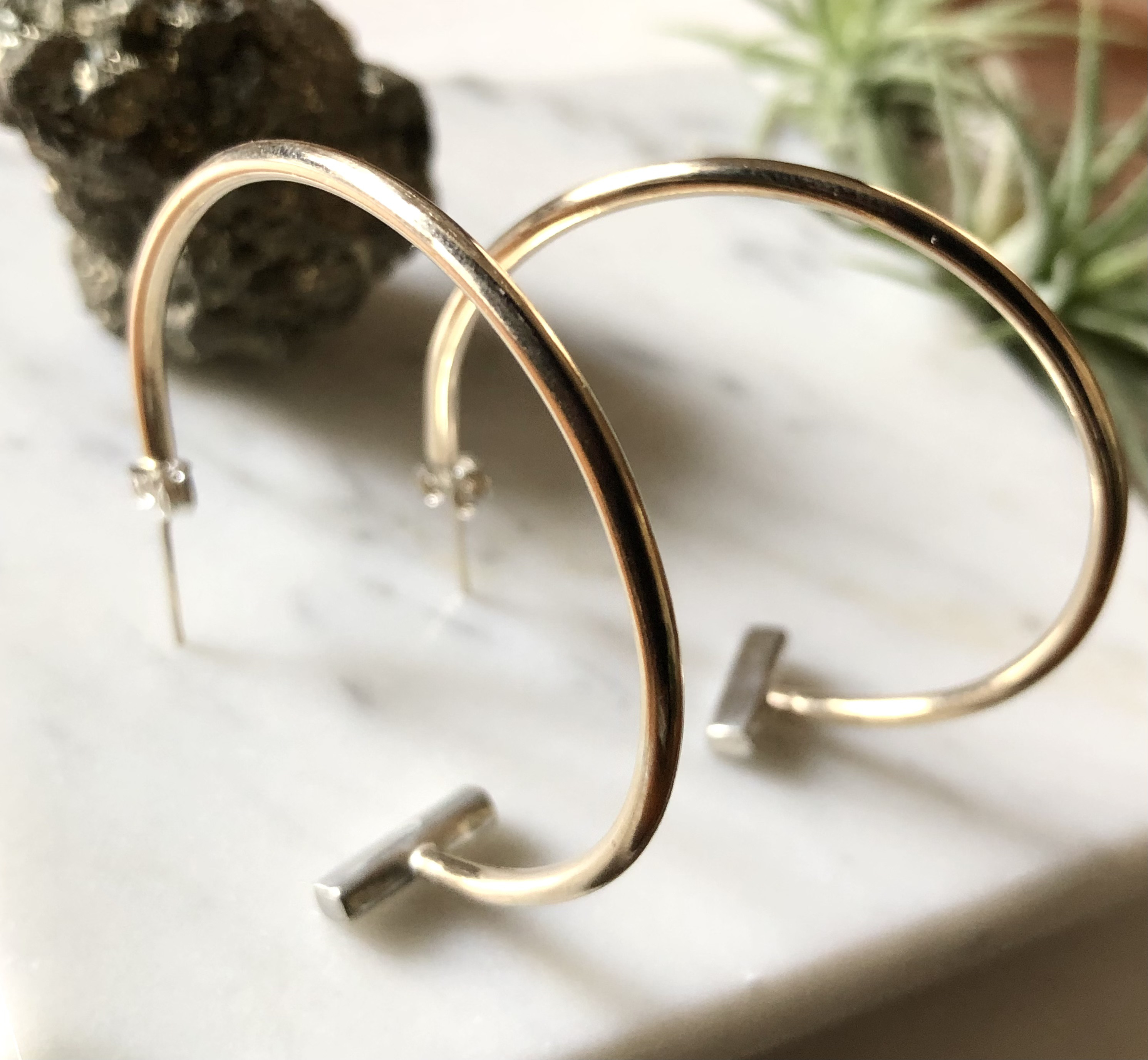 【受注制作】14kgf バイカラークロスフープ　ゴールド