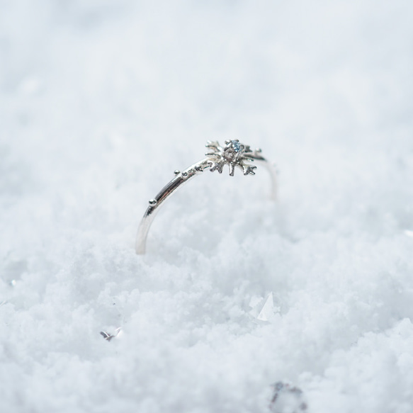 Snow Crystal *〜雪の結晶リング〜* (silver×Aquamarine) 3枚目の画像