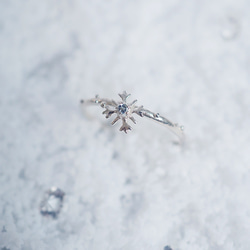 Snow Crystal *〜雪の結晶リング〜* (silver×Aquamarine) 2枚目の画像