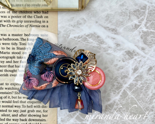 no.31 ハンドメイド　お花の刺繍リボンとフリンジのヘアアクセサリー✩.*˚ no.31 ハンドメイド お花の刺繍リボンとフリンジのヘア