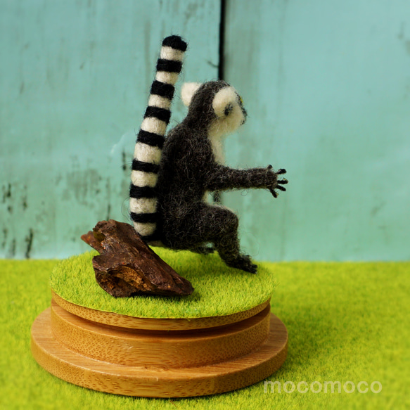 フェルティング彫刻petit・U動物園シリーズ　ワオキツネザルのオカヤン　☆羊毛フェルティング☆あかころ☆ 