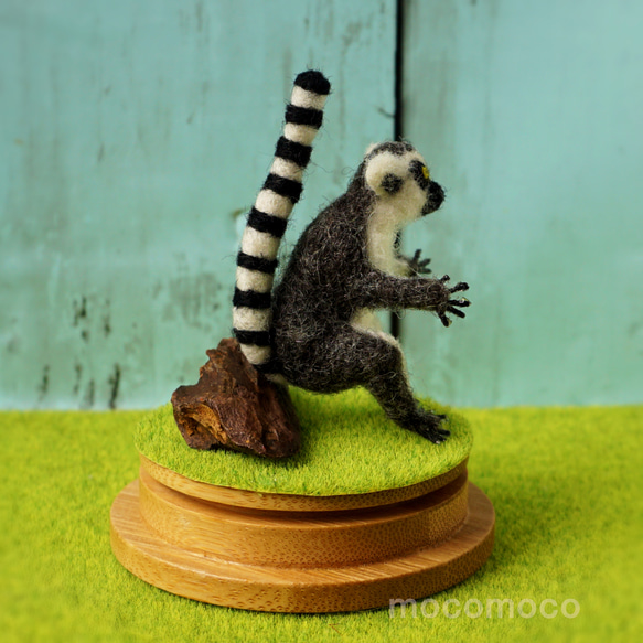 フェルティング彫刻petit・U動物園シリーズ　ワオキツネザルのオカヤン　☆羊毛フェルティング☆あかころ☆ 