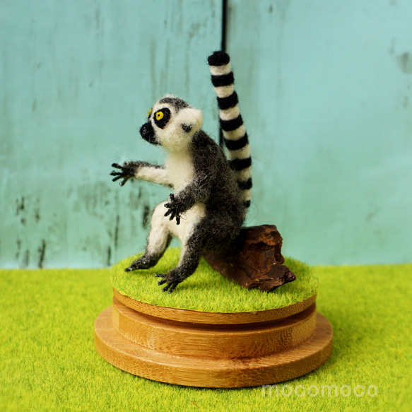 フェルティング彫刻petit・U動物園シリーズ　ワオキツネザルのオカヤン　☆羊毛フェルティング☆あかころ☆ 