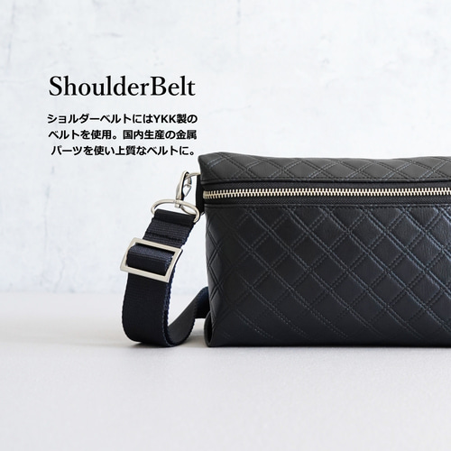 キルティングレザー ミニショルダーバッグ(ブラック/レッド)ボディ