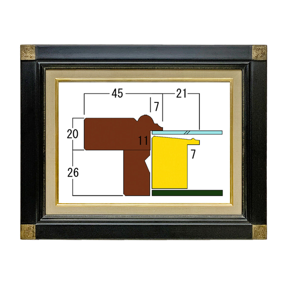 油絵額縁 奴型(やっこがた)（鉄黒）同志社製 あんしん匿名便 送料無料