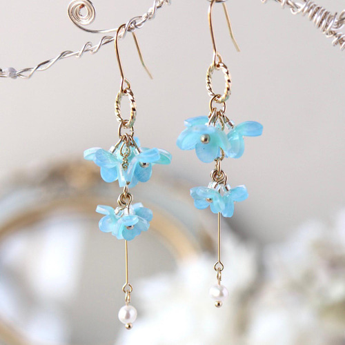 ピアス　赤　星の砂　透かしパール　フラワー　海　夏　可愛い　揺れる　イヤリング ピアス 赤 星の砂 透かしパール フラワー 海 夏 可愛い 揺れる