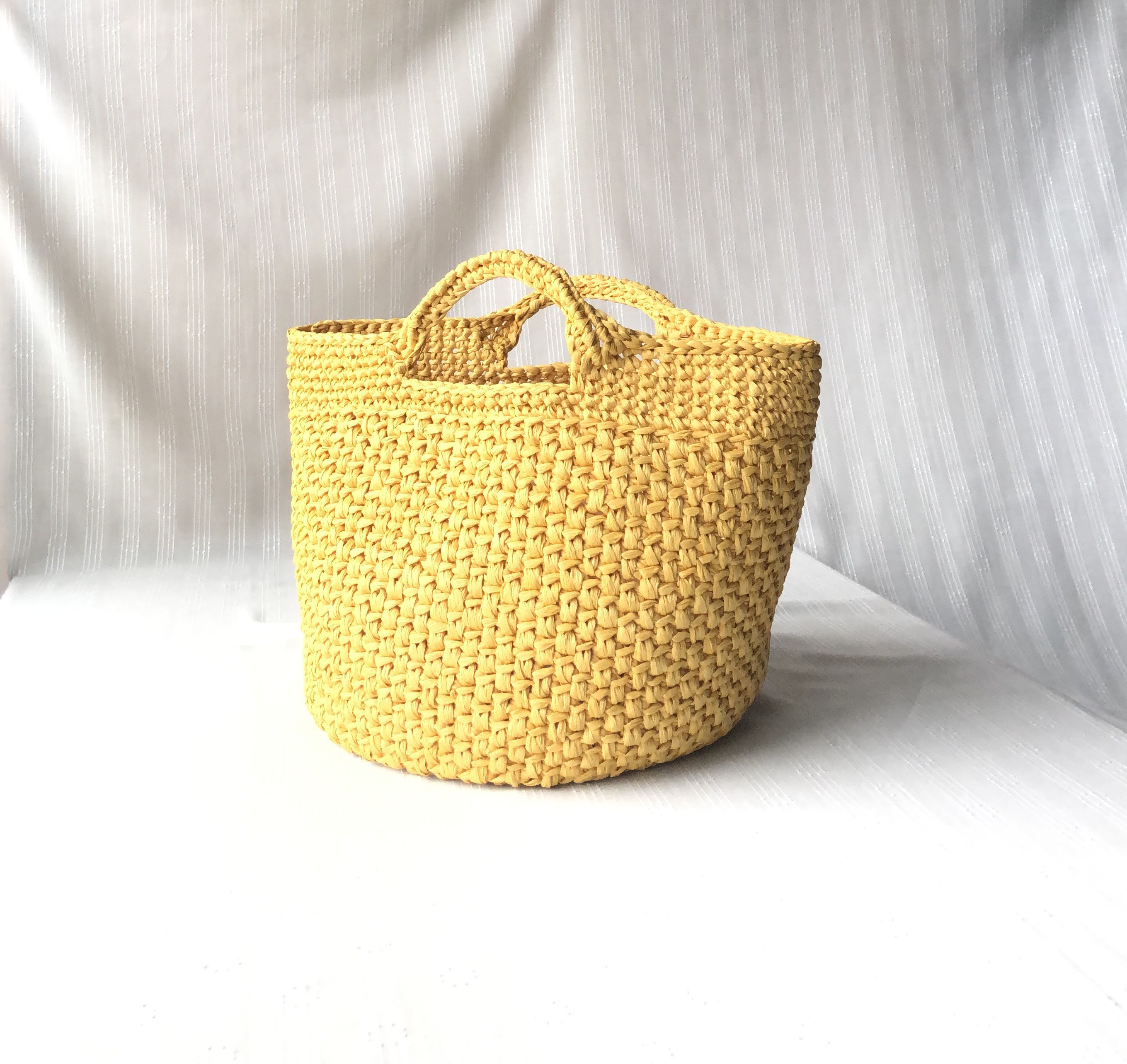 バスケット型バッグ　小物入れ　マスタード