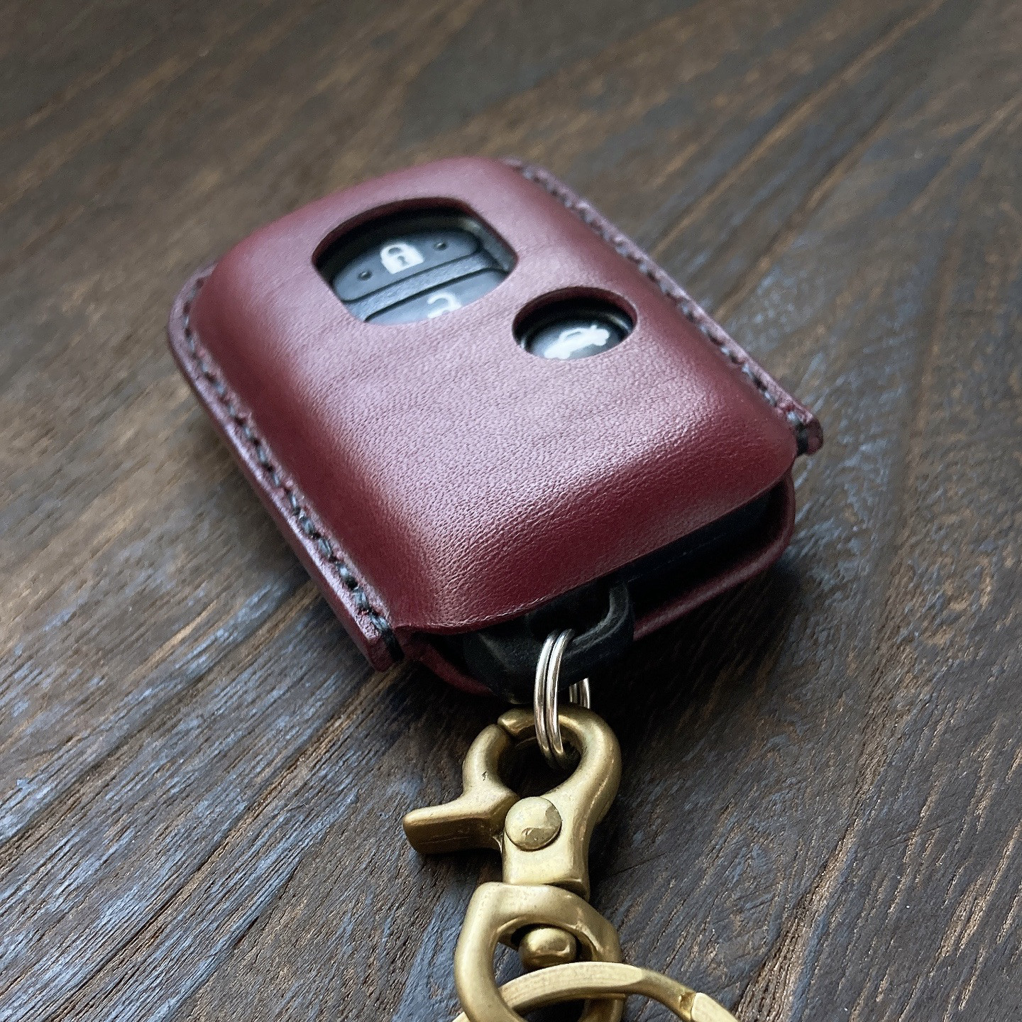 ブルガロ 赤紫 真鍮 スバル subaru 本革 キーホルダー カバー ケース