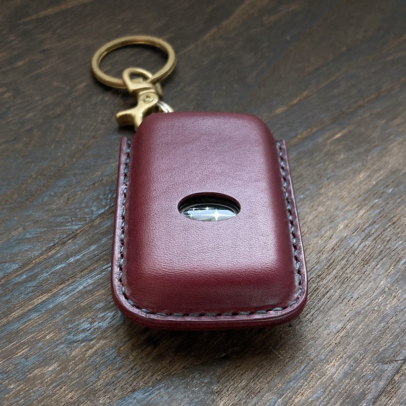 ブルガロ 赤紫 真鍮 スバル subaru 本革 キーホルダー カバー ケース