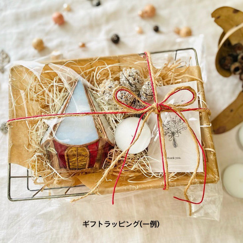 ドイツのかわいいヴィンテージ雑貨　おうちの形のアロマ　キャンドルホルダー TVCM ✩* 北欧の小さなおうち⑅ (赤) ステンドグラス キャンドル