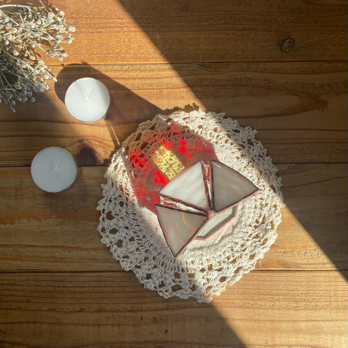 TVCM ✩* 北欧の小さなおうち⑅ (赤) ステンドグラス キャンドル