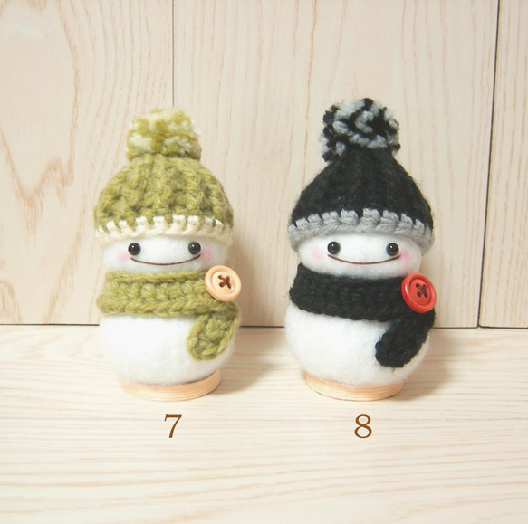 再販*Snow Man*選べる8カラー*Creema限定*冬支度ハンドメイド*フェルト*雪だるま*手編み*ニット帽*飾り 4枚目の画像