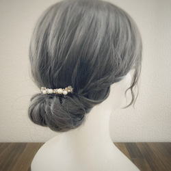 【再販】ガラスビーズとパールのキラキラヘアコーム/髪飾り ヘアアクセサリー 5枚目の画像