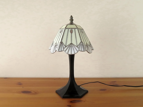 タンポポの綿毛・たんぽぽ・パールホワイト（ステンドグラスランプ）テーブルランプ・ガラス照明・ Lサイズ 1枚目の画像
