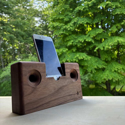R工房 スマホ用木製スピーカー 木製スマホスピーカー アウル☆送料無料 スマホスタンド・スマホ