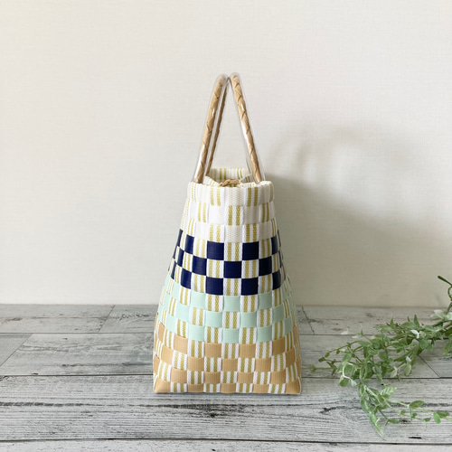 プラかごバッグ ボーダー柄 マルチカラー プラカゴ プラカゴバッグ pp
