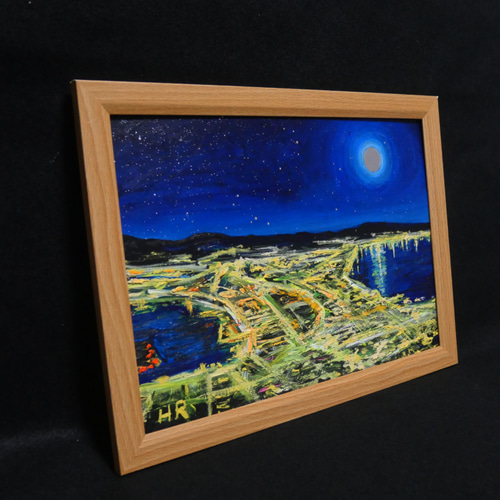 油絵 油彩 油彩画 絵 絵画 【夜景の街】 絵画 HR 通販