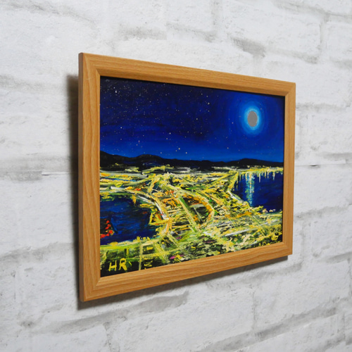 油絵 油彩 油彩画 絵 絵画 【夜景の街】 絵画 HR 通販