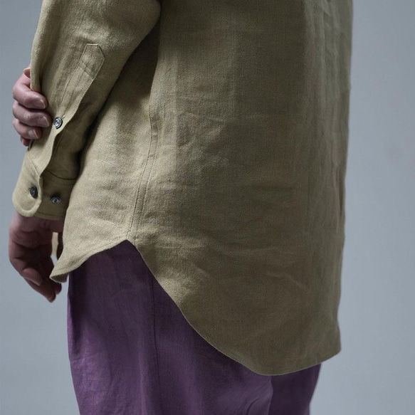 【wafu】Linen Shirt　肩幅が気にならない ヘンリーネック シャツ/もくらんじき t038n-mrn2 10枚目の画像