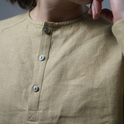 【wafu】Linen Shirt　肩幅が気にならない ヘンリーネック シャツ/もくらんじき t038n-mrn2 7枚目の画像