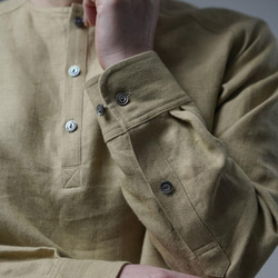 【wafu】Linen Shirt　肩幅が気にならない ヘンリーネック シャツ/もくらんじき t038n-mrn2 9枚目の画像