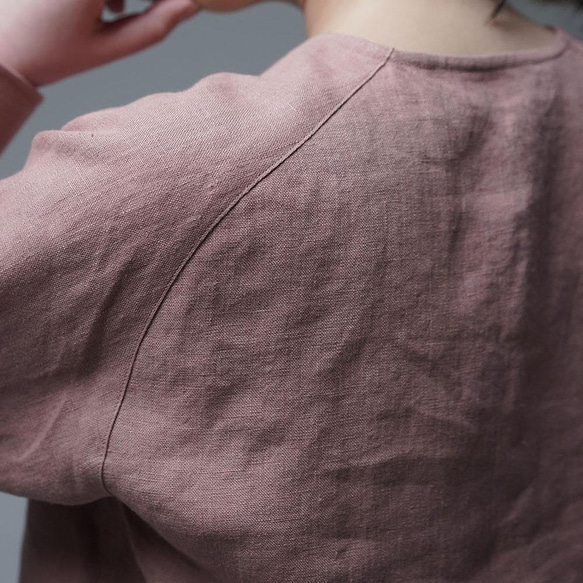 【wafu】Linen Shirt　肩幅が気にならない ヘンリーネック シャツ/あさあけいろ t038n-asa2 8枚目の画像