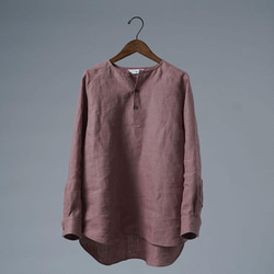 【wafu】Linen Shirt　肩幅が気にならない ヘンリーネック シャツ/あさあけいろ t038n-asa2 11枚目の画像