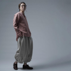 【wafu】Linen Shirt　肩幅が気にならない ヘンリーネック シャツ/あさあけいろ t038n-asa2 3枚目の画像