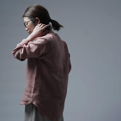 【wafu】Linen Shirt　肩幅が気にならない ヘンリーネック シャツ/あさあけいろ t038n-asa2 5枚目の画像