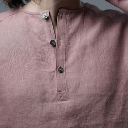 【wafu】Linen Shirt　肩幅が気にならない ヘンリーネック シャツ/あさあけいろ t038n-asa2 7枚目の画像