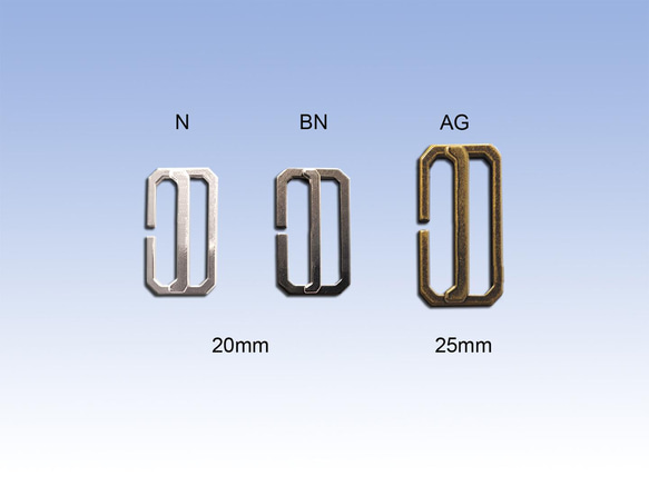 高級中送り式バックル　2サイズ(20・25mm) ３色展開(N/BN/AG) 　GAE608 2枚目の画像