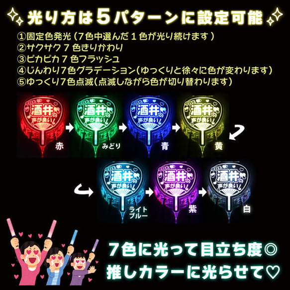 コンサート うちわ 名入れ キーホルダー 光る プレゼント 推し 7色 推し活 オタク オリジナル グッズ 応援 4mm 4枚目の画像
